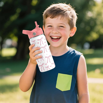 Strawberry Gifts for Kids - 16oz Pink Kids Water Bottle with Straw Lid, Stainless Steel Insulated Water Bottle, Leakproof, BPA-Free, for Girls, School, Strawberry Lover Children Birthday Gift Cup(1pc)