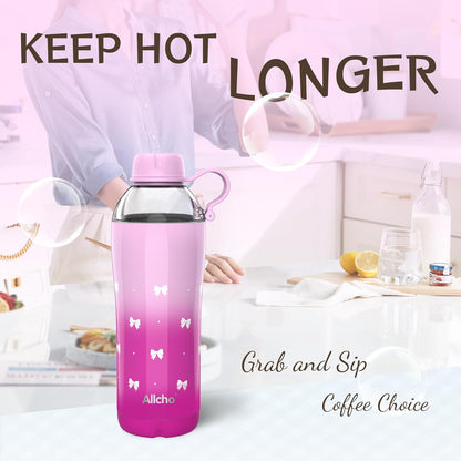Allcho Insulated Water Bottle for Women, 18oz Stainless Steel Leak Proof Tumbler with 2 Lids, BPA-Free Tritan Chug & Straw Lid, Double Wall Vacuum Flask
