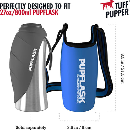 Tuff Pupper PupFlask Insulated Neoprene Dog Water Bottle Holder Sling with Wide Adjustable Shoulder Strap, Great for Travel, Walking, Hiking, Portable Pet Water Bottle Holder (40 OZ, Nebulas Blue)