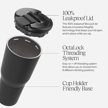 BrüMate Nav 25oz 100% Leak Proof Insulated Travel Tumbler with Magnetic BevLock™ Lid - Double Wall Cup-Holder Friendly Stainless Steel Mug (Nightfall Blue)