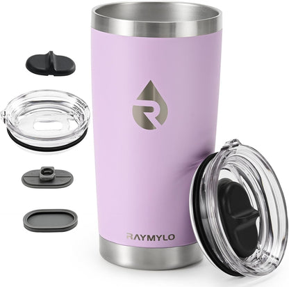 RAYMYLO Insulated Travel Coffee Tumbler 20oz, Detachable & Spill-Proof Slider Lid for Thorough Clean, Stainless Steel Reusable Coffee Mug with Lid Fits Most Car Cup Holder & BPA Free