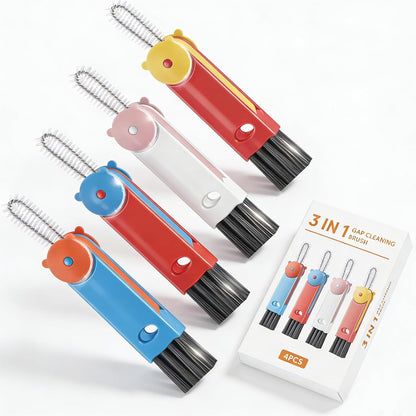 3 in 1 Cup Lid Cleaning Brush, 4PCS Multifunctional Crevice Cleaning Brush for Water Bottle Insulated Cup Tumbler Lid Groove Narrow Space Detail Cleaner Home Kitchen Gadgets