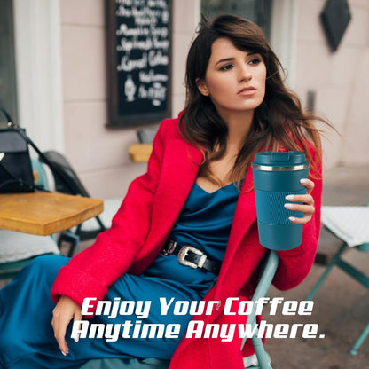 SPLMIFA Vacuum-Insulated Stainless Steel Travel Coffee Mug, Leak-Proof Reusable Coffee Cup with Lid - Keep Hot & Cold Drinks for Hours, Durable Insulated Tumbler for Men & Women(3rd-Black, 12OZ)