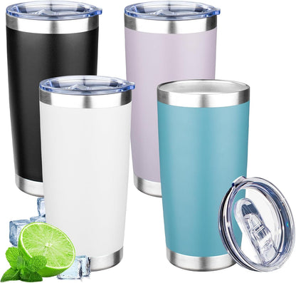 20oz Tumbler with Lid Double Wall Vacuum Insulated Travel Coffee Mug Stainless Steel Thermal Cup Powder Coated Sturdy Coffee Tumbler for Hot and Cold Beverage (Baby blue,1)