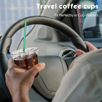 Baderke 25 Set Plastic Cups with Lids and Straws, Disposable Plastic Iced Coffee Cup for Cold Beverage Juice Smoothie Crystal for Coffee Shops Party Catering(Clear,16 oz)