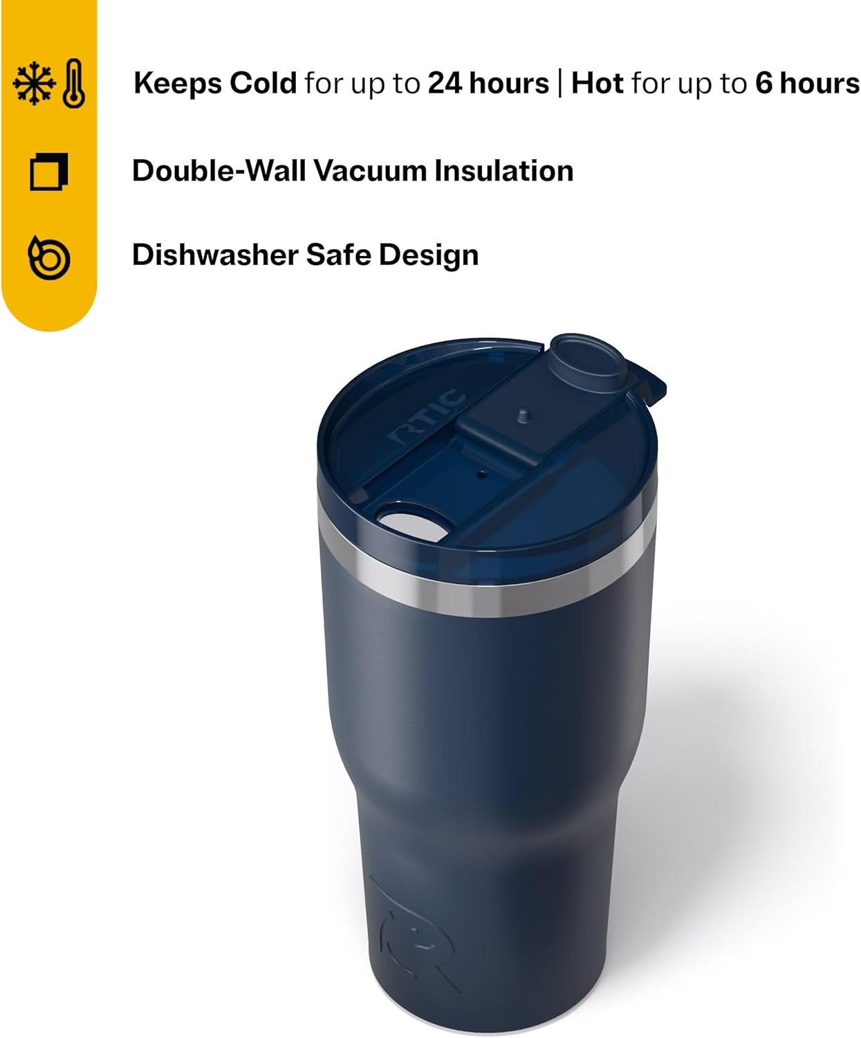 RTIC 20oz Essential Tumbler with Lid, Ceramic Lined, Insulated, Stainless Steel, Metal, Double Wall Vacuum-Insulation, Travel Cup for Iced Coffee, Tea, Hot and Cold Drink, Graphite