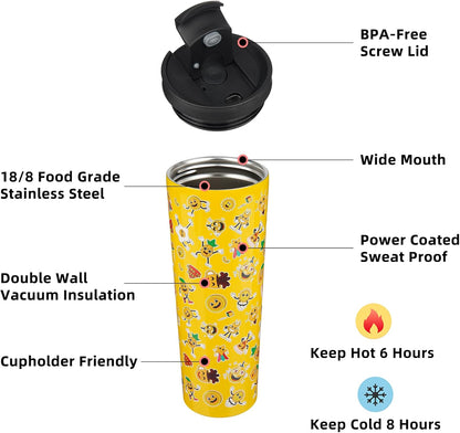 BJPKPK 22oz Insulated Tumbler With lid And Straw Stainless Steel Tumblers Travel Coffee Mug Reusable Thermal Cup,Sky