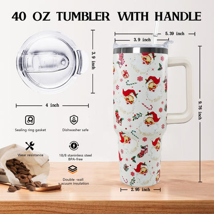 Ceovfoi 40 oz Pickleball Coffee Mug Vacuum Insulated Travel Tumbler with Handle, Lid & Straw - Perfect Pickleball Gifts for Players, Coaches, Lovers | Pickleball Accessories