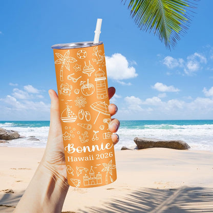 Girl Trip Gifts for Women, Personalized Girls Trip Tumblers with Name Text, Custom Beach Tumbler, Road Trips Vacation Cruise Cup with Lid and Straw, Bachelorette Party Girl Weekend Gift For Friend