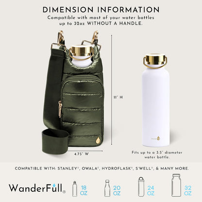 WanderFull Original HydroBag Fits Up to 32 oz Water Bottle Holder with Strap – Hands-Free Crossbody Water Bottle Carrier Bag with Phone Pocket - Colors B