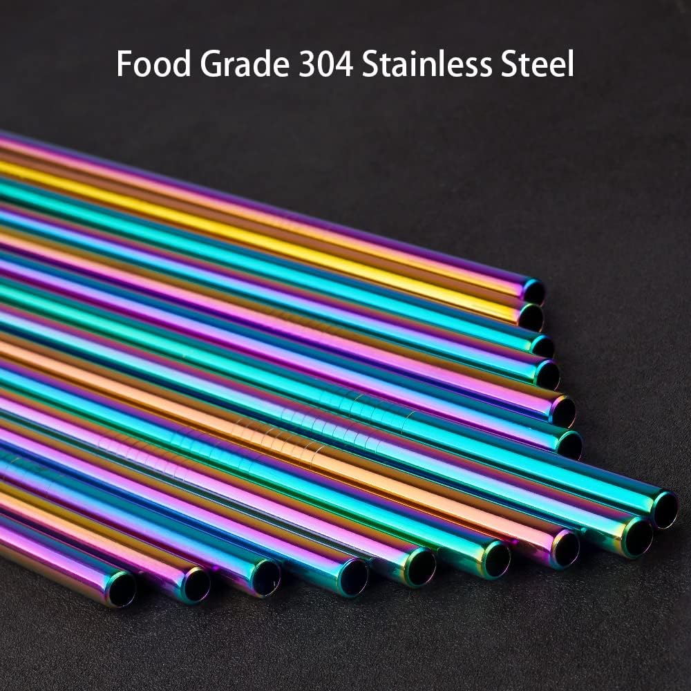 Tomorotec 8PCS 12" Stainless Steel Straws 4 Bent & 4 Straight Fit for 40oz Stanley Tumblers, Reusable Food-Grade Drinking Straws with Brush for Smoothies, Milkshakes, Iced Coffee, Dishwasher Safe