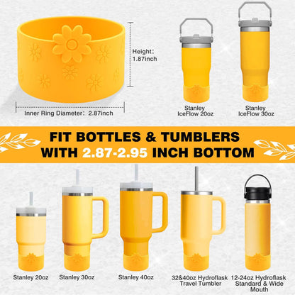 Hpbel Protective Silicone Boot for Stanley Cup Accessories Compatible with Stanley Cup Boot 40/30z and More Bottles with 2.95in Bottom for Water Bottle Flower Tumbler Accessories