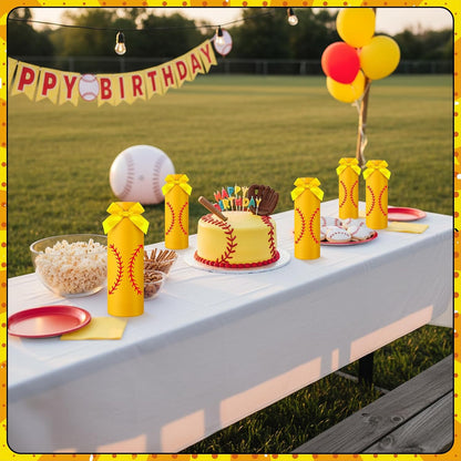 6 Pcs Softball Team Gifts Water Bottles Bulk 17 oz Softball Party Favors Decorations Stainless Steel Sports Tumblers with Bow Vacuum Insulated Reusable Leakproof Bottles for Birthday Father