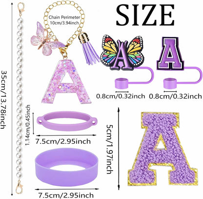 7pcs Cup Accessories for Stanley 30/40oz Tumbler, Handle Strap, Straw Cover, Silicone Boot, Letter Charm Stickers