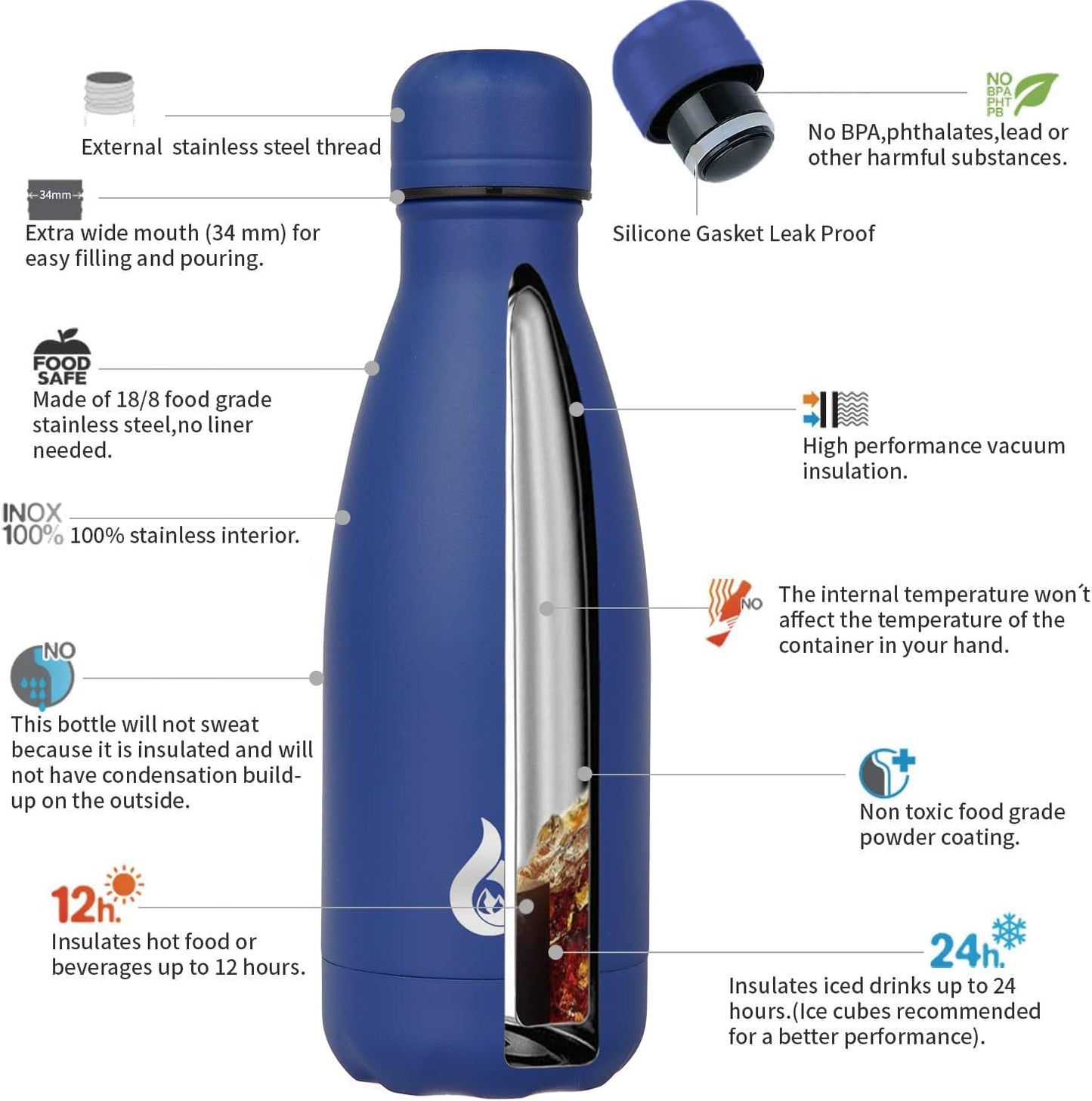 BJPKPK Insulated Water Bottle 12oz Small Stainless Steel Water Bottles Reusable Metal Thermal Keep Cold and Hot,Dreamy Purple - Colors B