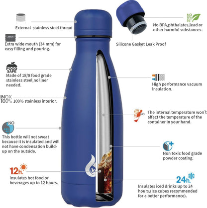 BJPKPK Insulated Water Bottle 12oz Small Stainless Steel Water Bottles Reusable Metal Thermal Keep Cold and Hot,Dreamy Purple - Colors B