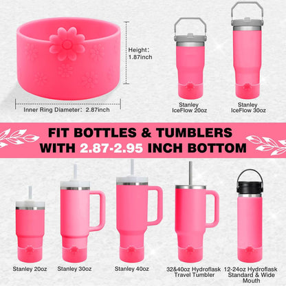 Hpbel Protective Silicone Boot for Stanley Cup Accessories Compatible with Stanley Cup Boot 40/30z and More Bottles with 2.95in Bottom for Water Bottle Flower Tumbler Accessories