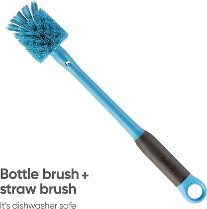 Owala 2-in-1 Water Bottle Brush Cleaner and Water Bottle Straw Cleaner Brush, Water Bottle Brush with Removable Head and Twist n� Hide Straw Brush, Smokey Blue