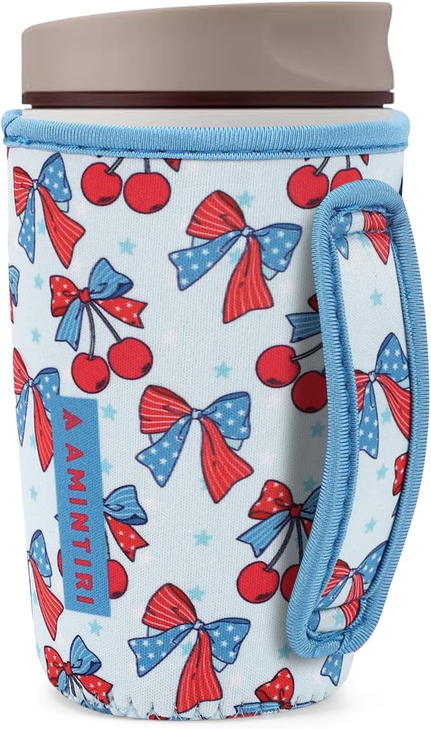 Cute Sleeve for Owala Coffee Tumbler, Neoprene Cover with Handle for Owala SmoothSip Slider, Scratch Resistant Coffee Mug Sleeve for Women to Office, Workout, Coffee Break. (Coffee Break)
