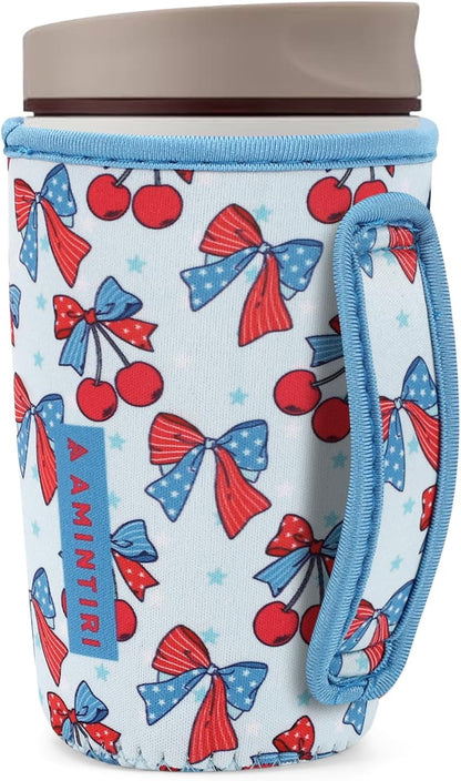 Cute Sleeve for Owala Coffee Tumbler, Neoprene Cover with Handle for Owala SmoothSip Slider, Scratch Resistant Coffee Mug Sleeve for Women to Office, Workout, Coffee Break. (Coffee Break)