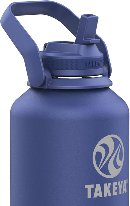 Takeya Pickleball Stainless Steel Insulated Water Bottle with Choice of Lid and Carry Handle, 32 Ounce, Dropshot Teal