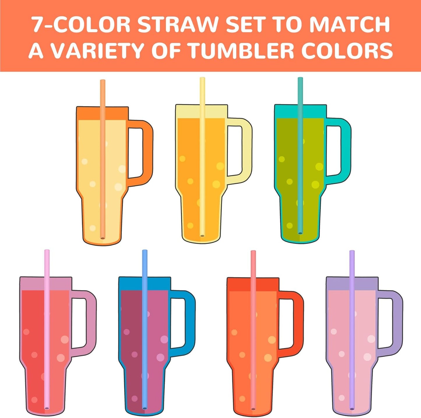 Tomorotec 15PCS Reusable Silicone Drinking Straws w/ 2 Brushes, Fit for Stanley Tumbler 40oz 30oz 20oz, 12" Long Customizable for Various Drinkware, Dishwasher Safe, BPA-Free, Safe for Teeth (Macaron)