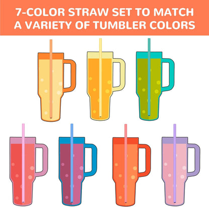 Tomorotec 15PCS Reusable Silicone Drinking Straws w/ 2 Brushes, Fit for Stanley Tumbler 40oz 30oz 20oz, 12" Long Customizable for Various Drinkware, Dishwasher Safe, BPA-Free, Safe for Teeth (Macaron)