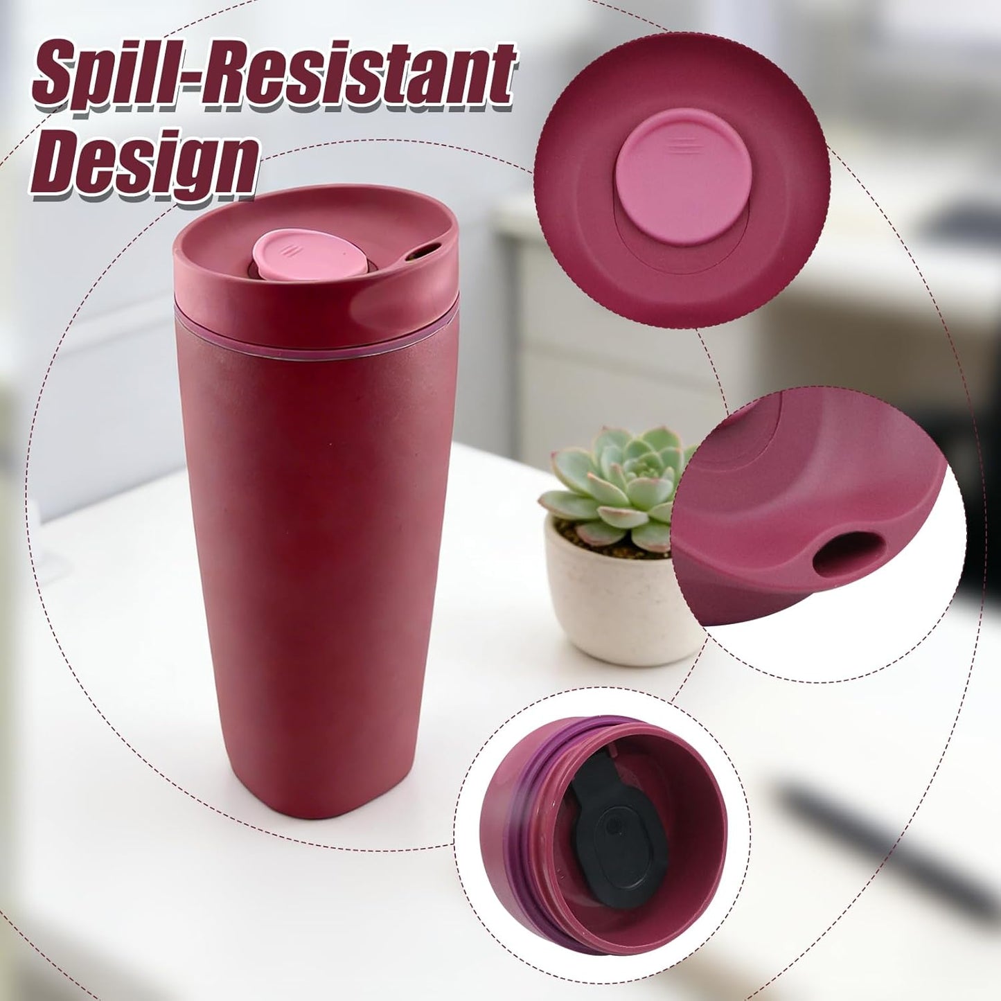 Replacement Slider Lid for Owala SmoothSip 20oz & 12oz, Top Cover Compatible with Owala 24oz Coffee Tumbler, Coffee Travel Mugs Leakproof Accessories, BPA-Free (Black Cherry)