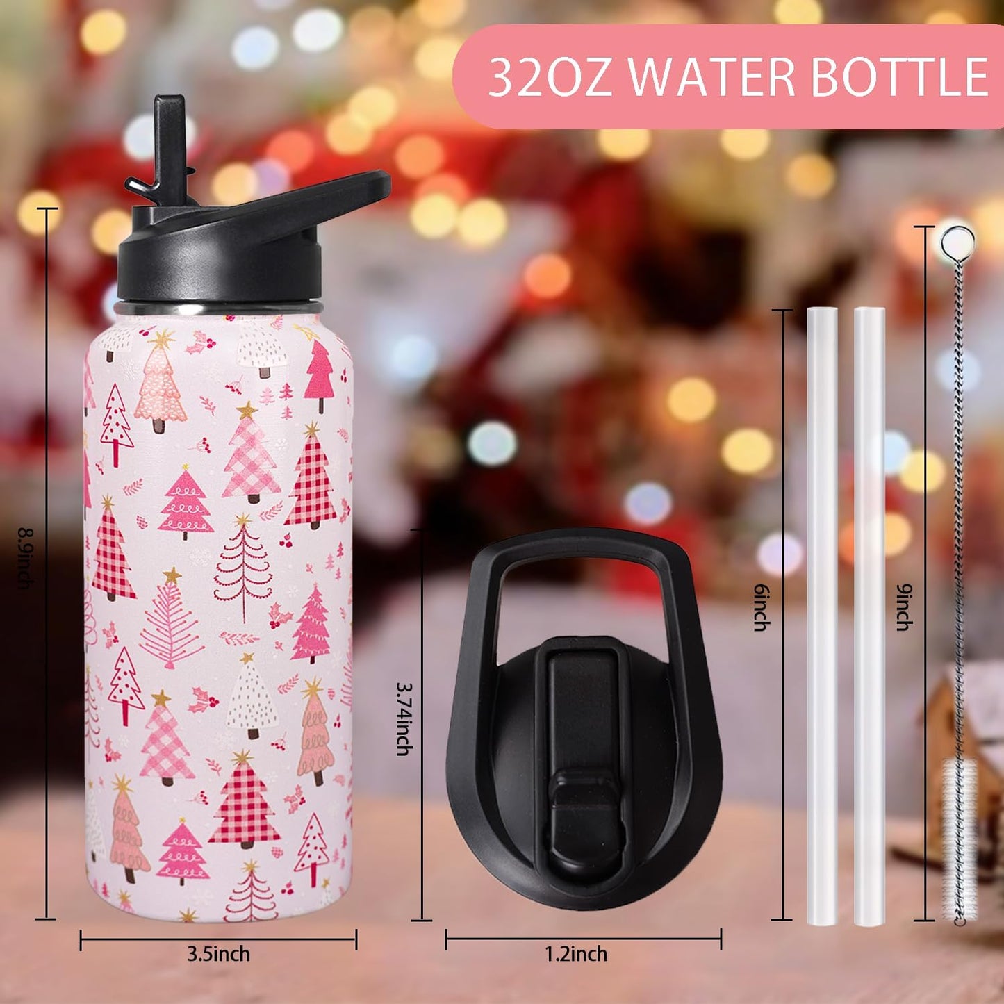 32 oz Pickleball Insulated Water Bottle with Straw - Pickleball Gym Hiking Sports Coffee Mug | Perfect Pickleball Gifts for Women, Pickleball Decor Accessories