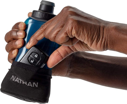 Nathan Running Handheld Water Bottle Adjustable No-Grip Quick Squeeze Lite Hand Strap. Reflective Hydration