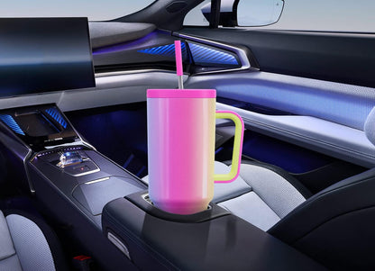 Meoky 40 oz Tumbler with Handle and Straw: Stainless Steel Insulated Tumbler with Lid and Straw - 100% Leak Proof Tumbler for Car Cup Holders - Travelers Commuters Workers, Donut