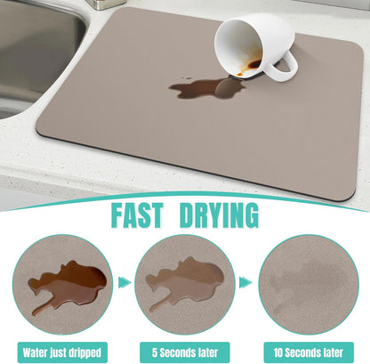 WISELIFE Coffee Mat Super Absorbent Dish Drying Mat Coffee Bar Accessories Match with Machine Large Drying Mats for Kitchen Counter 12" W x 19" L, Black