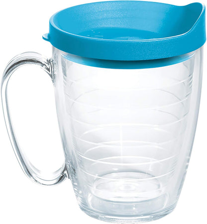 Tervis Clear & Colorful Lidded Made in USA Double Walled Insulated Tumbler Travel Cup Keeps Drinks Cold & Hot, 24oz, Black Lid, 1 Count (Pack of 1)