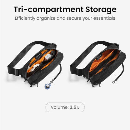 tomtoc 3.5L Sling Bag with RFID Blocking, Crossbody Bag Chest Shoulder Pack for Men and Women, Water-resistant Lightweight Casual Waist Fanny Pack for Travel/Daily Use
