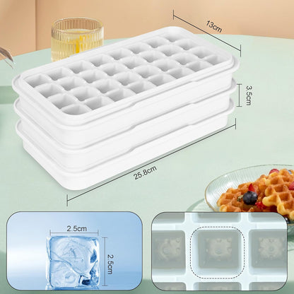 Ice Trays for Freezer with Lid & Bin, Ice Cube Tray Making 64 pcs Ice Cubes, Easy Press to Release Ice, Ice Tray with Storage Bin Chilling Cocktail Whiskey Coffee 2 Trays 1 Ice Bucket & Scoop (Black)