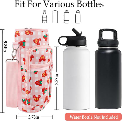 Water Bottle Carrier Bag 25oz/32oz Water Bottle Pouch Holder Adjustable Shoulder Strap Neoprene Water Bottle Sling Bag with Phone Pocket Insulated Tumbler Accessories for Walking