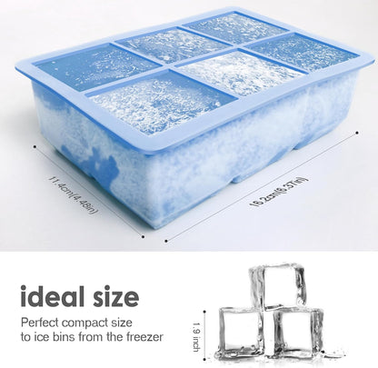 Excnorm Silicone Ice Cube Trays 3 Pack - Large Size Silicone Ice Cube Molds with Leak Proof Removable Lid Square Ice Cube Tray And BPA Free for Cocktail,Whiskey, Stackable Flexible Ice