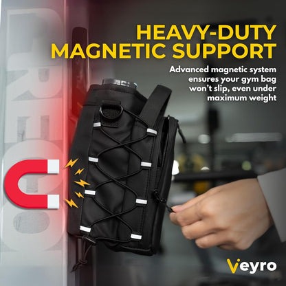 Veyro Magnetic Gym Bag with strong Magnetic Phone Holder - Gym water bottle bag holder for men and women - Compact Gym Crossbody Pouch - Compact Crossbody Pouch (Black)