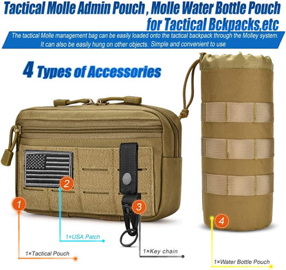 Upgraded Tactical Drawstring Molle Water Bottle Holder Tactical Pouches