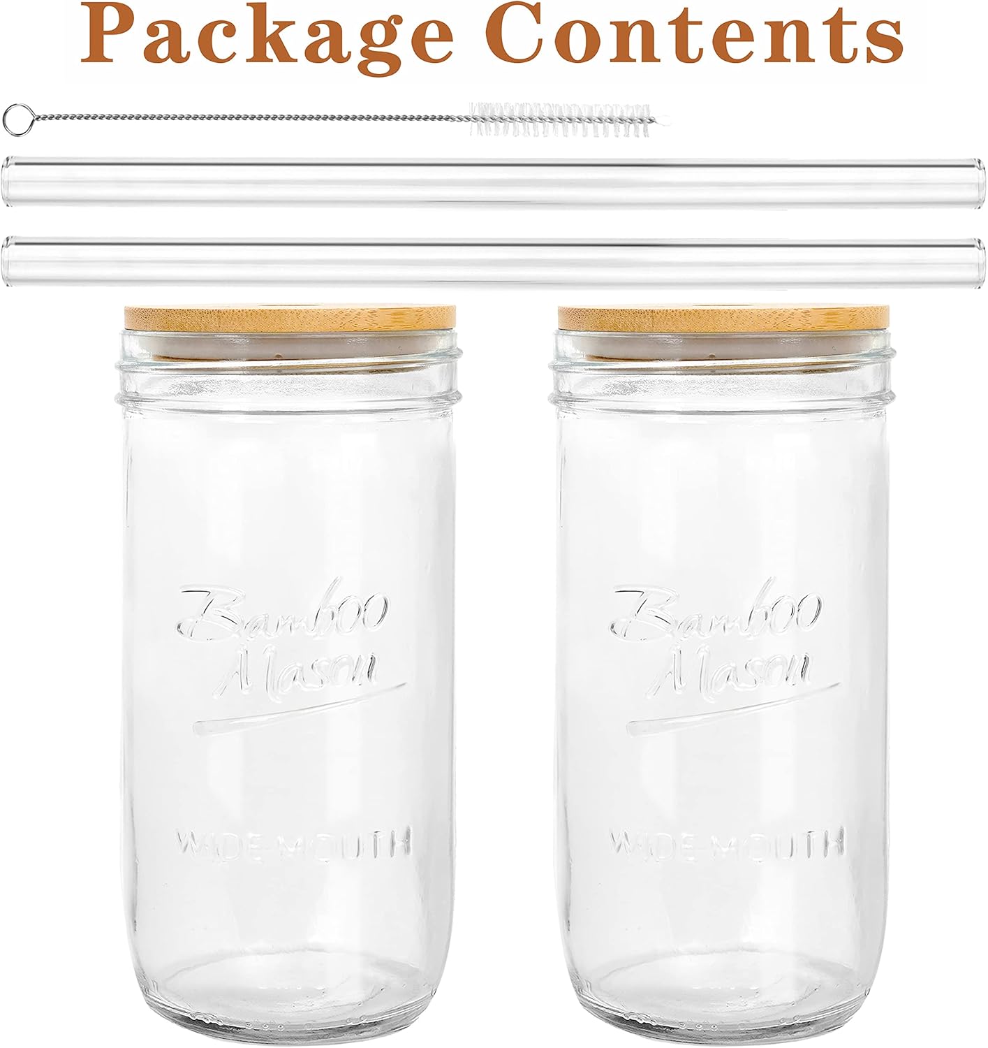 ANOTION Mason Jar Iced Coffee Cup with Lid and Straw, 24oz Regular Mouth Mason Jars with Handle Glass Coffee Drinking Glasses Tumbler Reusable Cups Bottles for Iced Coffee Cups for Travel Office Home