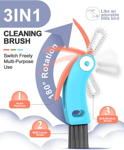 3 in 1 Cup Lid Cleaning Brush 3 PCS - Multifunctional Cleaning Brush Set for Tight Spaces, Bottle Gaps & Travel Mugs | Portable Durable Cup Lid Cleaner Tools (Multicolor)