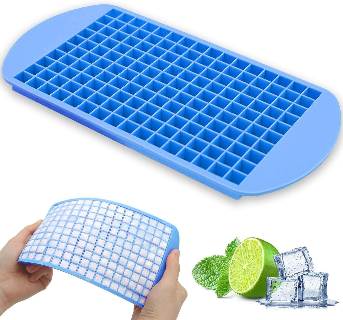 Mini Ice Cube Trays for Freezer 1 Pack — 160 Small Crushed Ice Cube Molds, BPA Free Food Grade Silicone, Easy Release Stackable Trays for Iced Coffee, Whiskey, Cocktail & Drinks