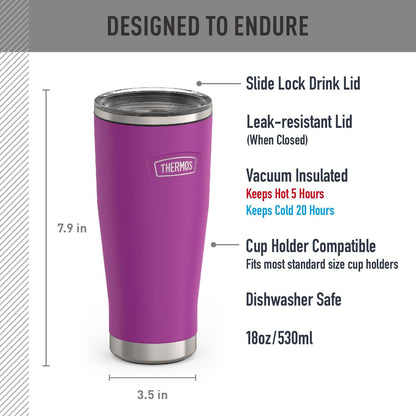 THERMOS ICON SERIES, Stainless Steel Tumbler with Slide Lock, 18 Ounce, Mystic Navy
