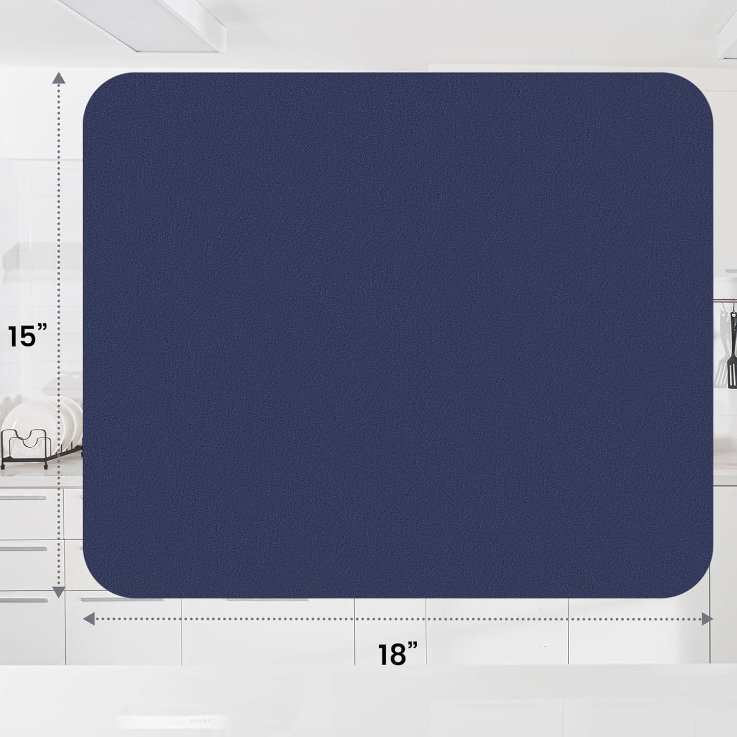 WISELIFE Dish Drying Mat Super Absorbent Drying Mat Large Dish Drying Mats for Kitchen Counter Easy Clean Dish Mat Kitchen Drying Mat15"x 18" Stylish Grey