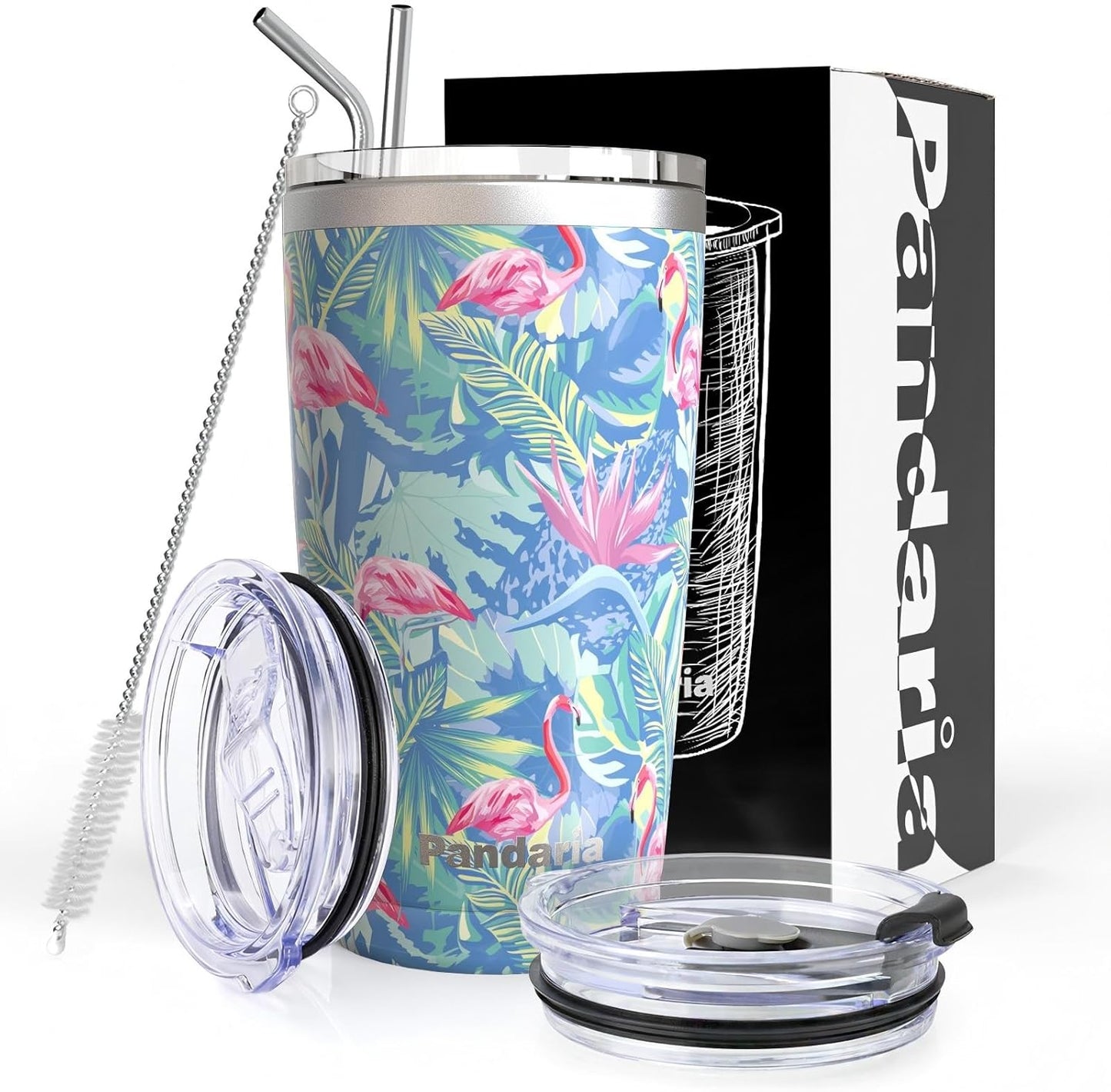 30 oz Travel Coffee Tumbler Cup, Double Wall Stainless Steel Reusable Spill Proof Tumbler with Straw, Leak Proof Insulated Tumbler with Straw for Iced Coffee, Tea & Water (Black)