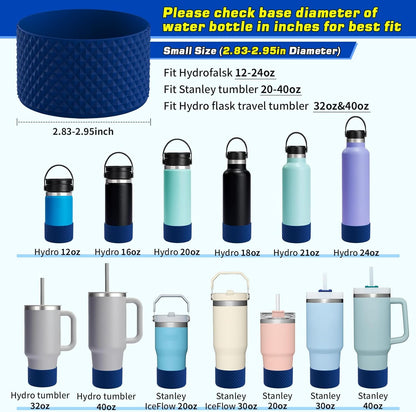 WUQID Water Bottle Boot, Diamond Silicone Boot Compatible with Stanleyy Tumbler 20-40oz & Hydroo Flask Bottle 12oz-24oz, Reduces Dents Sleeve Cover for More Bottles/Tumblers Bottom of 2.83-2.95in