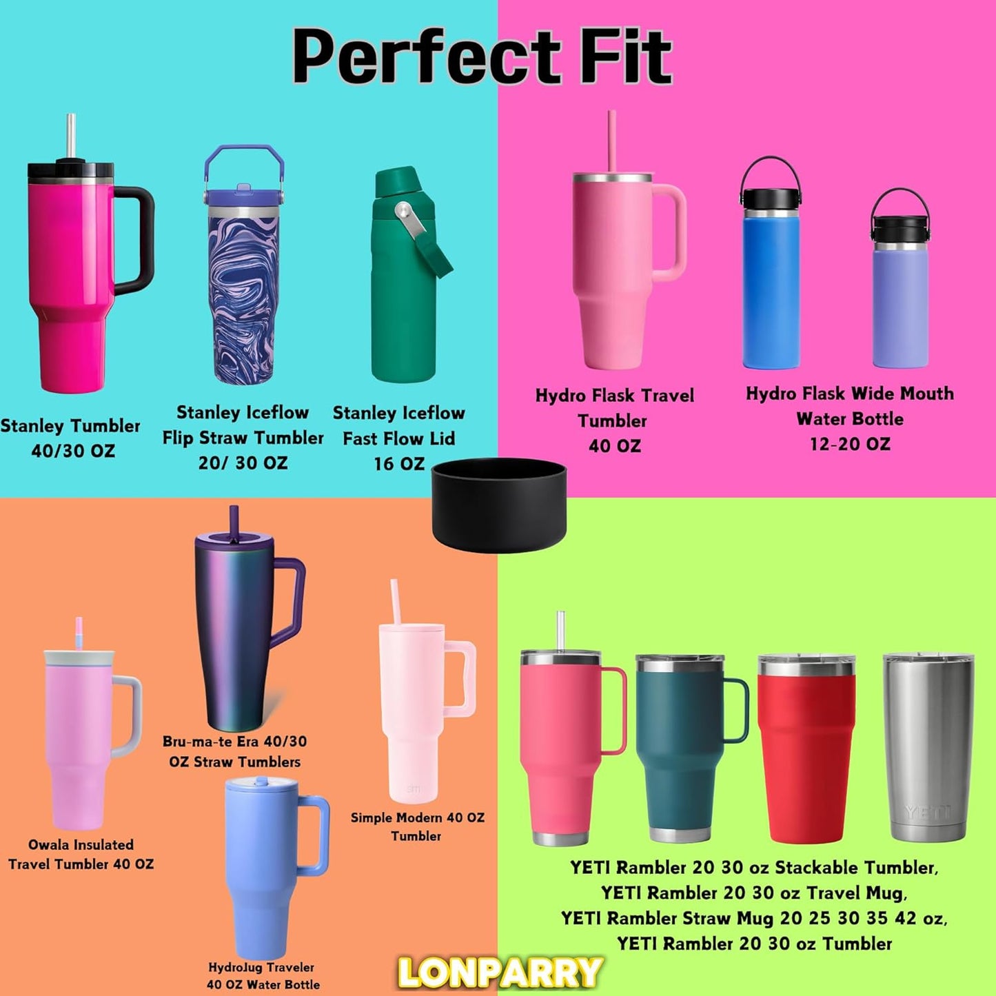 2-Pack Silicone Boot for Stanley Cup 30oz & 40oz, Anti-Slip & Noise Reducing Bottom Protector, BPA-Free Tumbler Base Cover for Quencher H2.0 30/40oz & IceFlow 20/30oz, Accessories for Car & Travel