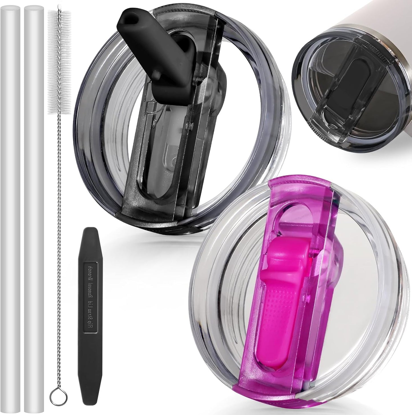 30oz Flip Straw Lid for Stanley Quencher H2.0 Tumbler, 2 Pack Leak Proof Lid Replacement No Spill Cover for Stanley Cup Accessories ProTour (Rose Quartz,Rose Quartz) - Colors C