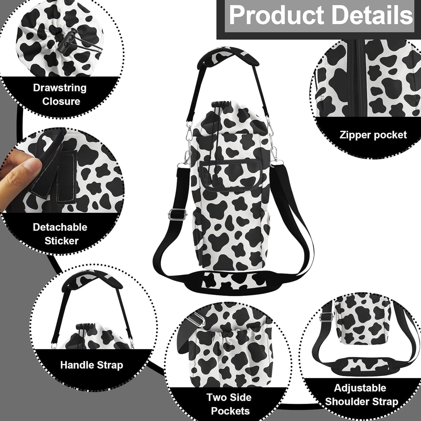 Water Bottle Carrier Bag with Phone Pocket for Stanley Cup 30/32/40 oz Tumbler with Adjustable Strap,Insulated Water Bottle Holder Pouch Crossbody Sling for Walking Travel