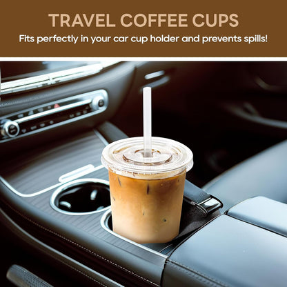 Vplus 100 Pack 12 oz Iced Coffee Cups with Lids, Disposable Plastic Cups with Lids and Straws for Cold Beverages, Juice, Milkshakes, Coffee Shops, Parties and Daily Use